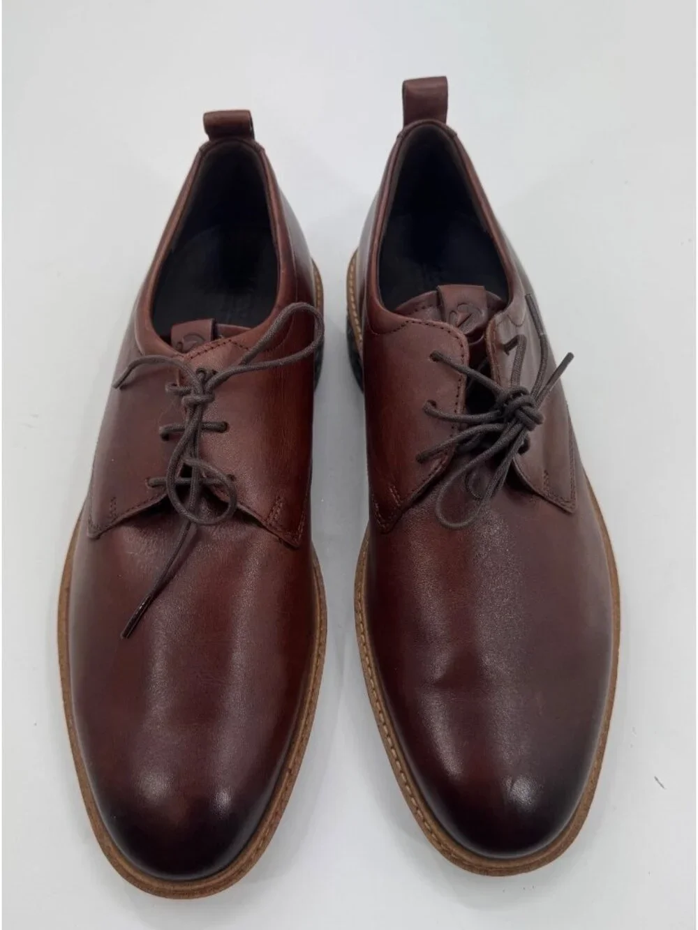 Ecco Mens Brown Leather Lace-Up Shoes EU 45 US 11 Rubber Sole Made In Portugal